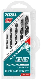 Grąžtų rinkinys TOTAL, medžiui, 5 vnt. (3,4,5,6,8 mm), TACSD7055