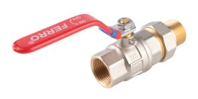 Pilno pralaidumo rutulinis ventilis FERRO Power, ilga rankena, vidus-išorės, su veržiama jungtimi, su jungtimi, 3/4 "