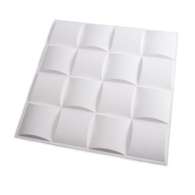 PVC 3D sienų lakštas WAKSLINE Hm3D-008, spl. balta, 500x500x10 mm