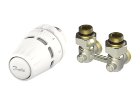 Radiatorių termostatų komplektas, kampinis DANFOSS, H, Regus M30x1.5 + RLV-KB 1/2" A, 015G5307