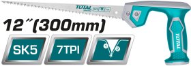 Pjūklas TOTAL, medžiui, plastikui, gipsui, SK5 plienas, 7TPI, 300 mm, THCS3006