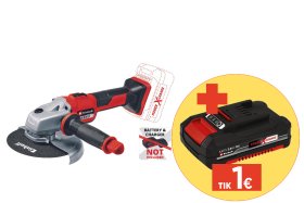 Akumuliatorinis kampinis šlifuoklis EINHELL TE-AG 18/150 BL, Li-Solo, pjovimo diskas 150 mm, maks. pjovimo gylis 40 mm