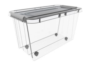 Daiktadėžė PLAST TEAM Pro Box, su dangčiu ir ratukais, skaidri, 39,5 x 39 x 72,5 cm, 70 l