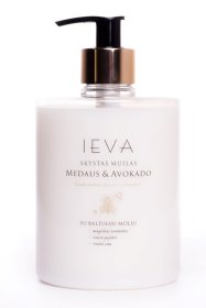 Skystas muilas IEVA, medaus ir avokado aromato, su aukso sp. dozatoriumi, 500 ml