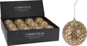 Eglutės žaisliukas, su gėlytėmis, šampano sp., skersmuo 10 cm