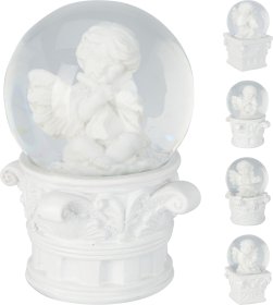 Kalėdinė dekoracija Vandens rutulys, 4 skirtingi angelų dizainai, 6 x 6 x 10 cm