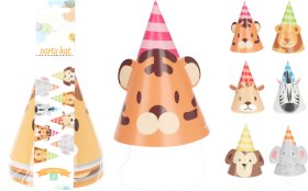 Vakarėlių kepuraitės, džiunglių tematika, 8 vnt., 16 x 11 cm