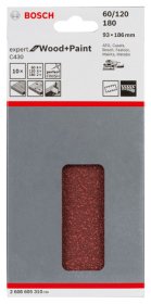 Šlifavimo popierius medžiui BOSCH, 93 x 186 mm, K60-120-180, 10 vnt.