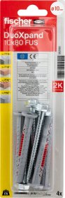Kaištis su varžtu FISCHER DuoXpand, 10 x 80 mm FUS, 4 vnt.