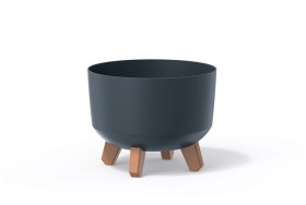 Plastikinis kambarinis vazonas GRACIA STANDARD, ant kojelių, antracito sp., vazono skersmuo 23,8 cm.