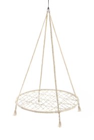 Pakabinamos sūpynės H90, skersmuo: 100cm, spalva:  balta, sudėtis: medvilnė