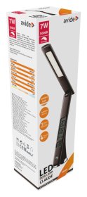 Stalinis šviestuvas AVIDE Abldl-Blc-7W-Br Claude/Hugo, 32 LED, 6-7 W, 3000-5000-6400K, 300-450 lm, dimer., LCD ekranas, laikrodis, data, temperatūra, oda, rudos spalvos