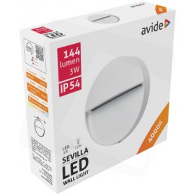 Lauko šviestuvas AVIDE Sevilla At-8906, LED 3W, 220-240V, 4000K, 144 lm, IP54, sieninis, baltos sp., 110 x 22 mm