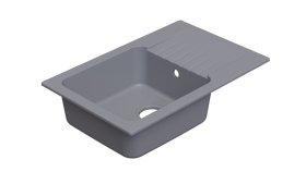 Plautuvės komplektas ODUS Od-337, 68 x 44 x 16 cm, akmens masės, įleidžiama, komplekte maišytuvas, ventilis, pilkos spalvos