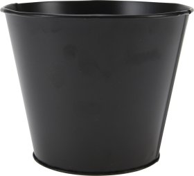 Metalinis lauko vazonas, juodos sp., 15 x 15 x 12 cm.