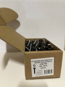 Šiferiniai sraigtai, 4,8 x 100 mm., RAL8019, pilkai rudos sp., cinkuoti, su tarpine, 100 vnt.