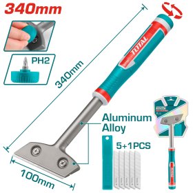 Metalinis grandiklis TOTAL, komplektas su 6 SK5 plieno ašmenimis, 18x100 mm, TGS3088