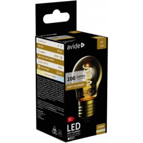 Filamentinė LED lemputė AVIDE, E27, G45, 3W, EW, 2500K, 200 lm