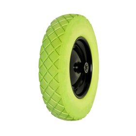 Karučio ratas HERVIN CONSTRUCTION PU, pilnaviduris, 4,00-8, PU gumos, su metaliniu disku, žalia sp., PU4.00-8