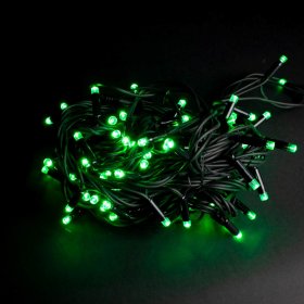 Šviečianti girlianda SUNLUX E10, 100 LED su storu laidu, 10 m, žalia spalva, IP44, tinka naudoti lauke, 2A100-5