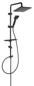 Dušo komplektas FERRO Matteo Pro Square Black, stovas 985 mm, dušo galvutės kvadratinės, žarna 150 cm, juodas, NP44-BL