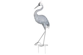 Sodo dekoracija Garnys, metalinis, pilkos sp., 31 x 15 x 77 cm.