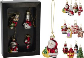 Eglutės žaisliukai Figūrėlės, stiklas, įvairių sp., rinkinys 4 vnt.