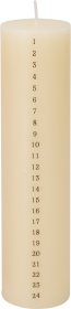 Advento žvakė su skaičiais, cilindro formos, smėlinės sp., 5 x 5 x 20 cm