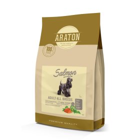 Sausas šunų ėdalas ARATON, visų veislių suaugusių šunų, su lašiša, 3 kg