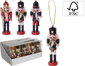 Eglutės žaisliukas Spragtukas, medinis, įvairių sp., 4 x 3 x 12,5 cm, rinkinys (3vnt.)