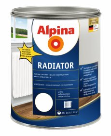 Radiatorių dažai ALPINA Radiator, 0,75 l, baltos spalvos, blizgi, radiatoriams, atspari karščiui