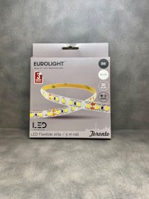 Šviesos diodų juosta EUROLIGHT Toronto, LED 5 m, 8 W / m, IP20, 3000K, 24V, 640 lm / m, 8mm pločio, S24-8W3-3YIP20