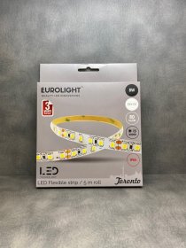 Šviesos diodų juosta EUROLIGHT Toronto, LED 5 m, 8 W / m, IP65, 3000K, 24V, 640 lm / m, 8mm pločio, S24-8W3-3YIP65
