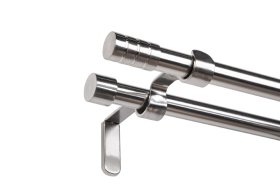 Sieninis dvigubas karnizo rinkinys MARDOM Verdi, ilgis 240 cm, skersmuo 19, plieno spalvos