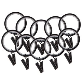 Žiedai su segtukais MARDOM, skersmuo 25 mm, juodos spalvos, 1 pak./10 vnt.