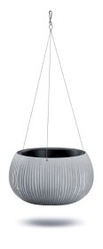 Plastikinis lauko vazonas BOWL BETON WS, pilkos spalvos, skersmuo 37 cm.