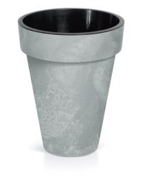 Plastikinis lauko vazonas CUBE SLIM, pilkos spalvos, vazono skersmuo 46 cm.