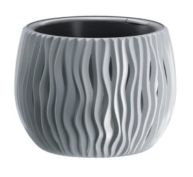 Plastikinis lauko vazonas SANDY BOWL, pilkos spalvos, vazono skersmuo 18 cm.