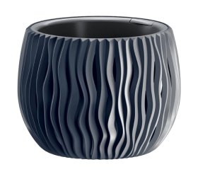 Plastikinis lauko vazonas SANDY BOWL, antracito spalvos, vazono skersmuo 18 cm.
