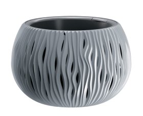 Plastikinis lauko vazonas SANDY BOWL, pilkos spalvos, vazono skersmuo 29 cm.
