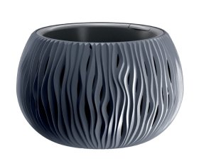 Plastikinis lauko vazonas SANDY BOWL, antracito spalvos, vazono skersmuo 29 cm.