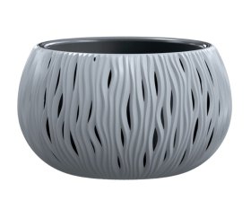 Plastikinis lauko vazonas SANDY BOWL, pilkos spalvos, vazono skersmuo 37 cm.