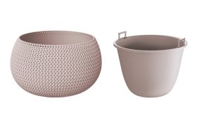 Plastikinis lauko vazonas SPLOFY BOWL WS, kakavinės spalvos, vazono skersmuo 37 cm.