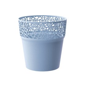 Plastikinis kambario vazonas TREE, pilkšvos spalvos, vazono skersmuo 12 cm.