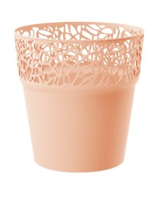 Plastikinis kambario vazonas TREE, kreminės spalvos, vazono skersmuo 17,5 cm.