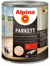 Alkidinis lakas ALPINA Parkettlack, 0,75 l, blizgus, skaidrus, skirtas medinėms grindims