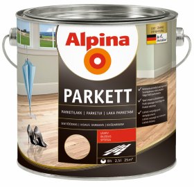 Alkidinis lakas ALPINA Parkettlack, 2,5 l, blizgus, skaidrus, skirtas medinėms grindims