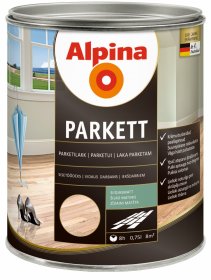 Alkidinis lakas ALPINA Parkettlack, 0,75 l, šilko matinis, skaidrus, skirtas medinėms grindims