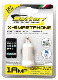 Automobilinė USB jungtis BOTTARI, išmaniesiems telefonams su LED apšvietimu 12V/24V 1AMP