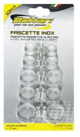 Plieninių sąvaržų komplektas BOTTARI Inox, 6-27 mm, 10 vnt.